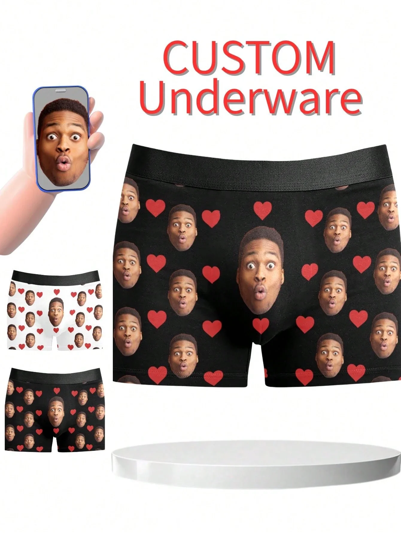 

Мужские трусы-боксеры на заказ с персонализированной фотографией, подарок на День святого Валентина
