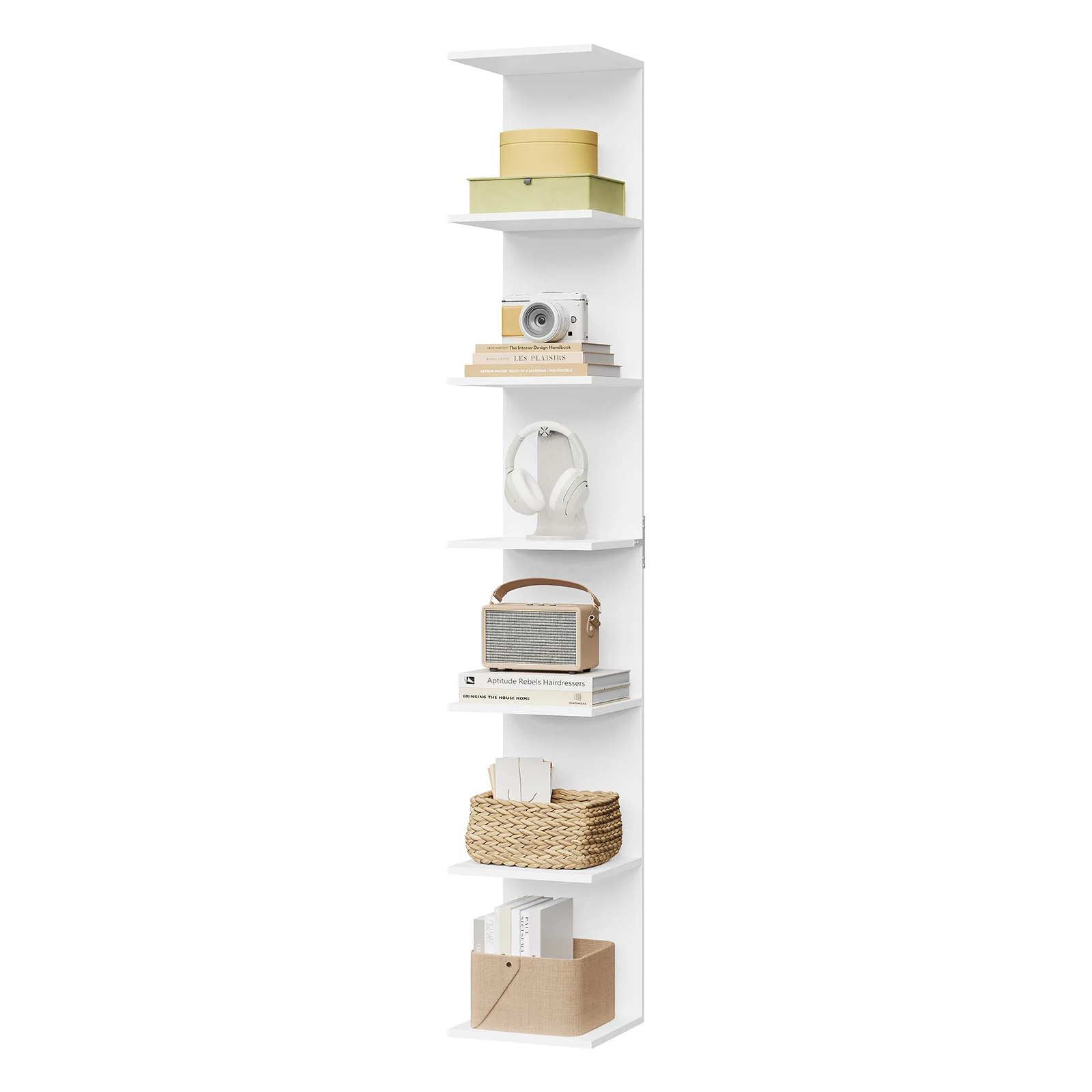 WOLTU-estante de almacenamiento independiente, estantería delgada montada en la pared con 7 niveles para sala de estar, dormitorio, decoración del hogar