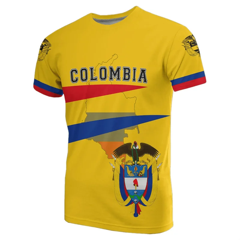 Summer Fashion New 3D Colombia National Flag Emblem Printing T Shirt Colombia Coat Of Arms Graphic T-shirts For Men Vintage Tops