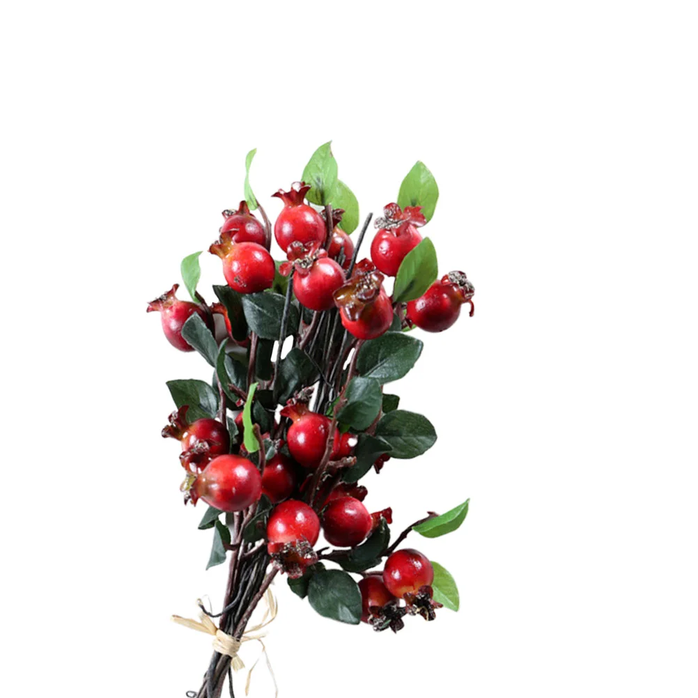 

2pcs Artificial Berries Lifelike Fake Fruit Branch Red Silk Holly Berries Pastoral Style Home Wedding Christmas Decoration Diy