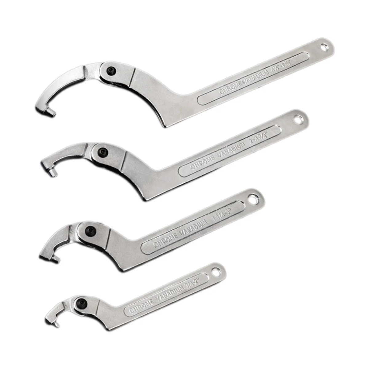 Crescent Wrench Set Adjustable C-Pin Wrench Hook Wrench for Tightening and Locking of Vehicle Mechanical Round Heads