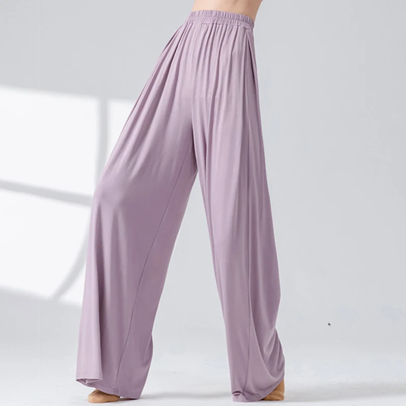 سراويل الرقص الكلاسيكية للسيدات أنيقة بخصر مطاطي واسعة الساق سراويل ناعمة للجسم قافية اليوغا ملابس رقص يومية غير رسمية للتدريب على المسرح #3