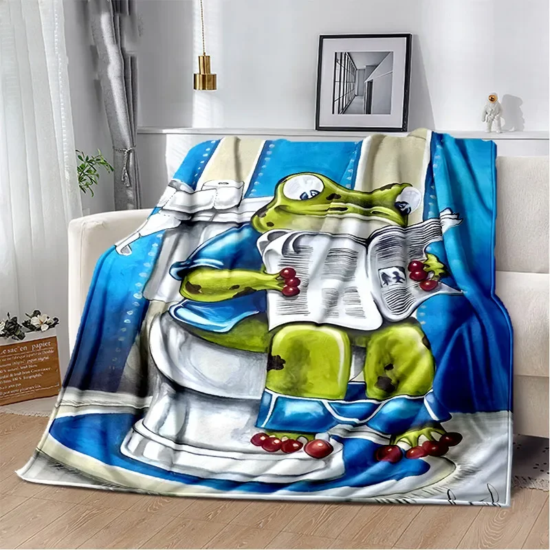 Frogs Pattern Flannel Throw Blanket Warmth Soft Lightweight Funny Sofa Bed Throwing Blankets Kids Teens Picnic Camping Gifts