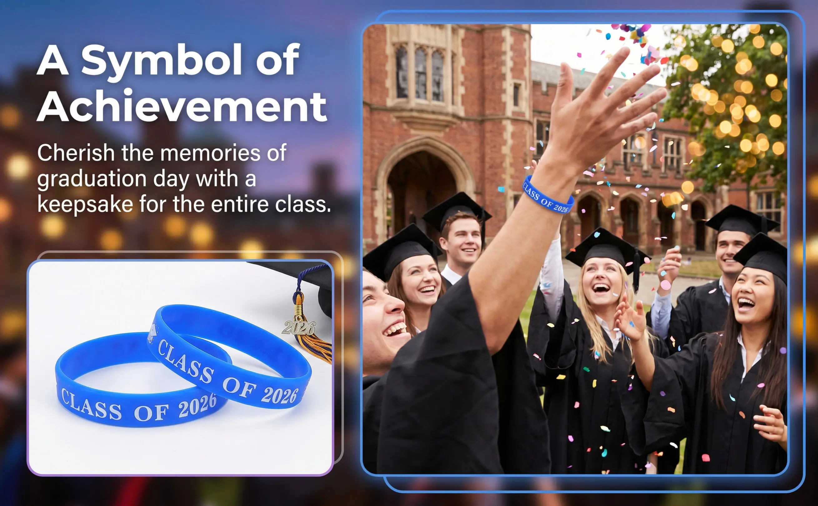 50Pcs Class of 2026 Graduation Wristbands Silicone Bracelets Graduation Party Favors Stretchy Gifts for Teens