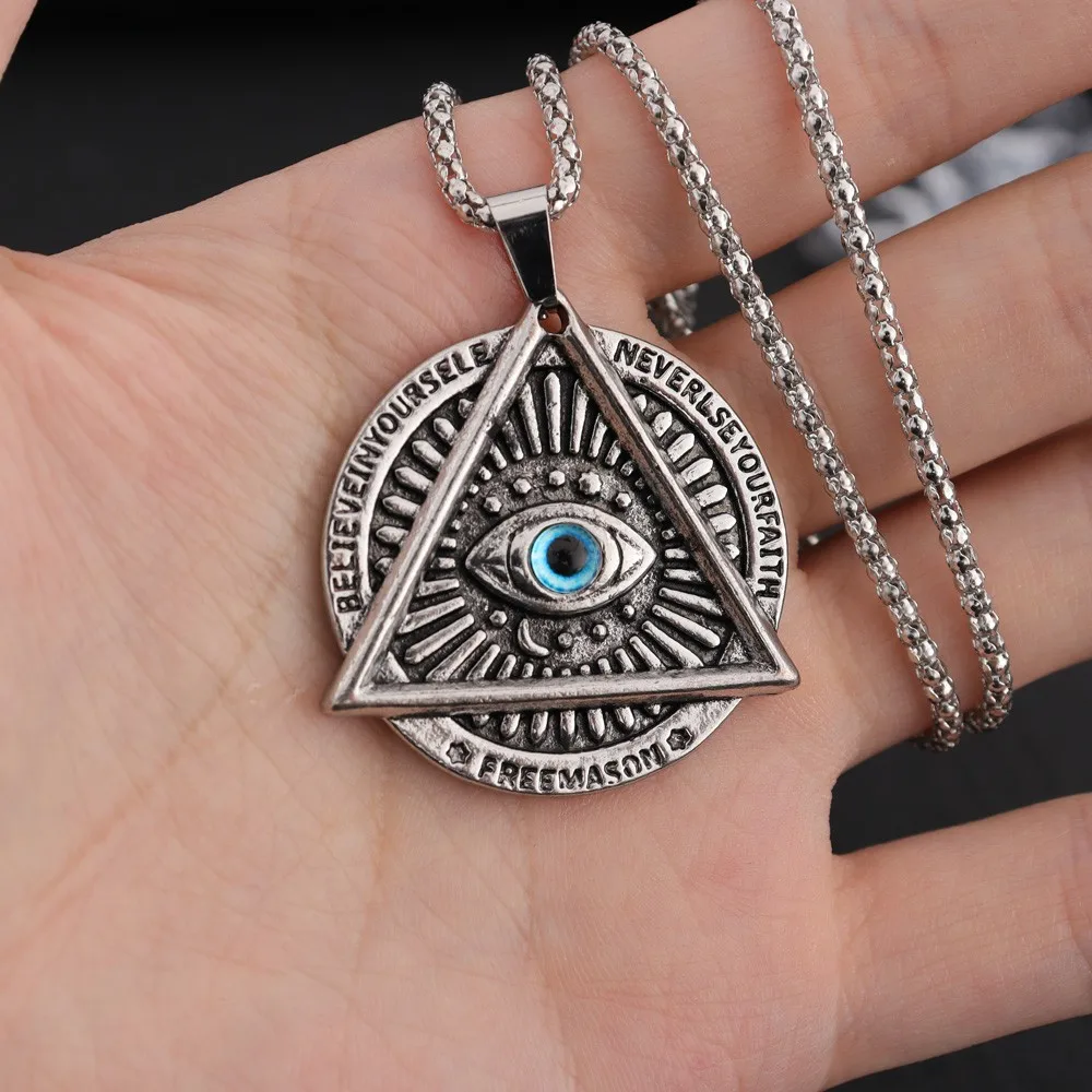 Vintage AG Freemasonry Eye of Trust Pendant Charming Men\'s Pendant New Fashion Religious Amulet Accessories Jewelry Party Gift