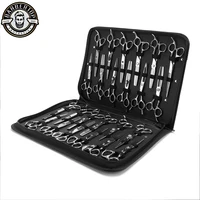 Estuche de almacenamiento de tijeras de peluquero, 24 rejillas, bolsa de cuero Pu para salón, funda para tijeras de corte de pelo, caja de almacenamiento portátil para herramientas de peluquería
