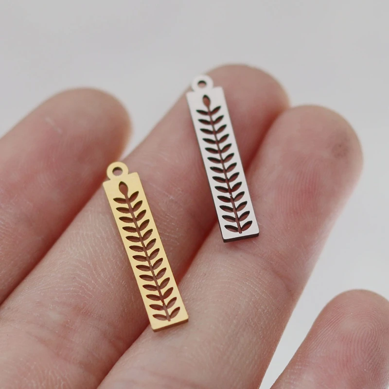 3pcs Rectangle Leaf Charms for Jewelry Making Minimalist Tassel Earrings Necklace Craft Stainless Steel Pendant diy Accessories