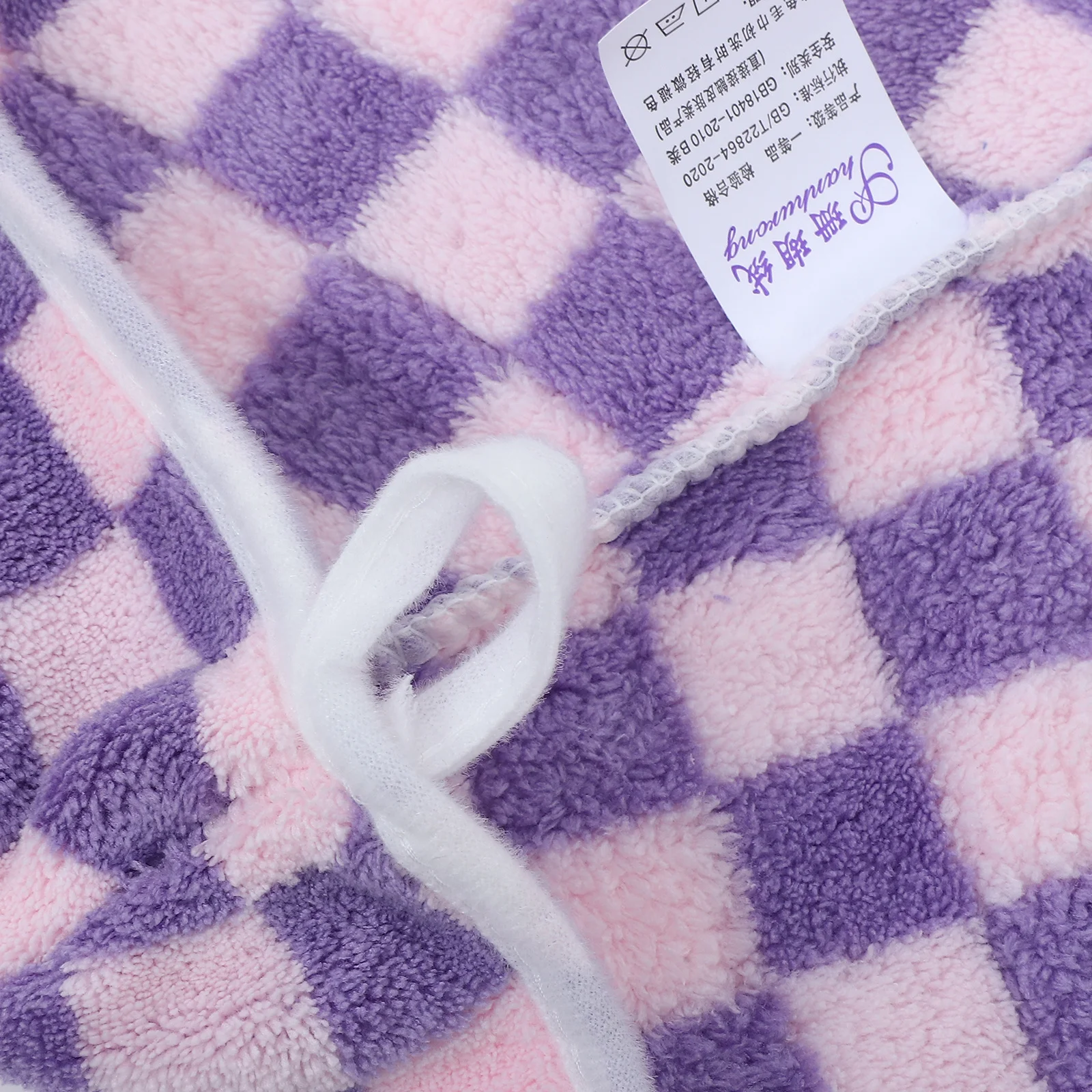 2 Buah Penutup Rambut Kotak-kotak Cepat Kering Penyerap Air Handuk Turban Bulu Karang untuk Wanita Handuk Bulu