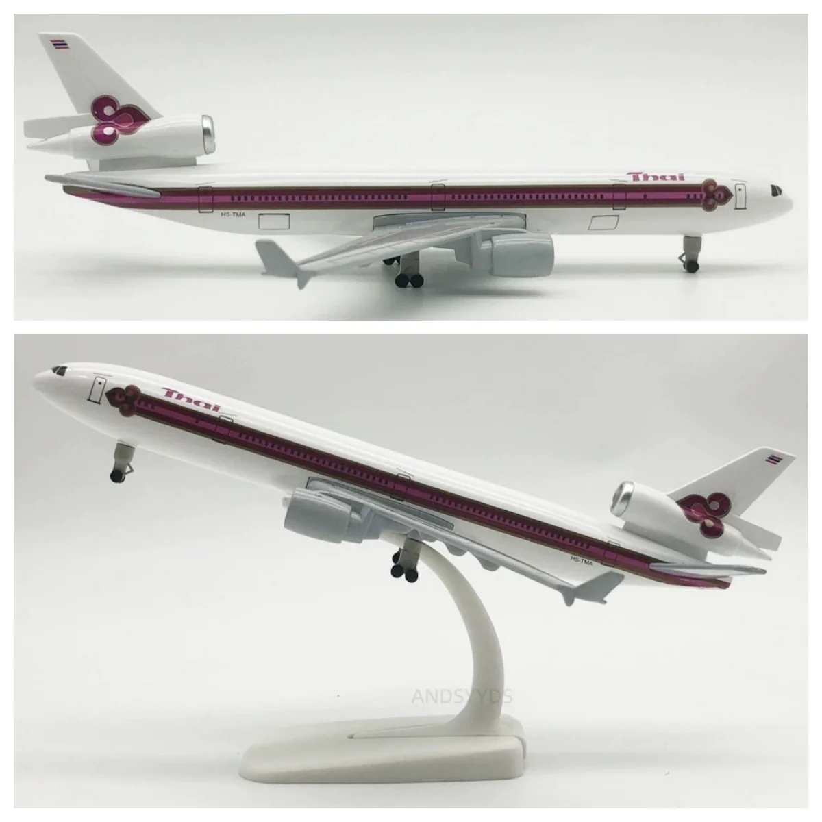 20cm HAI McDonnell Douglas MD-11 Plane Model Aircraft Metal Diecast Airplane With Wheels Stand Souvenir Plane Gift
