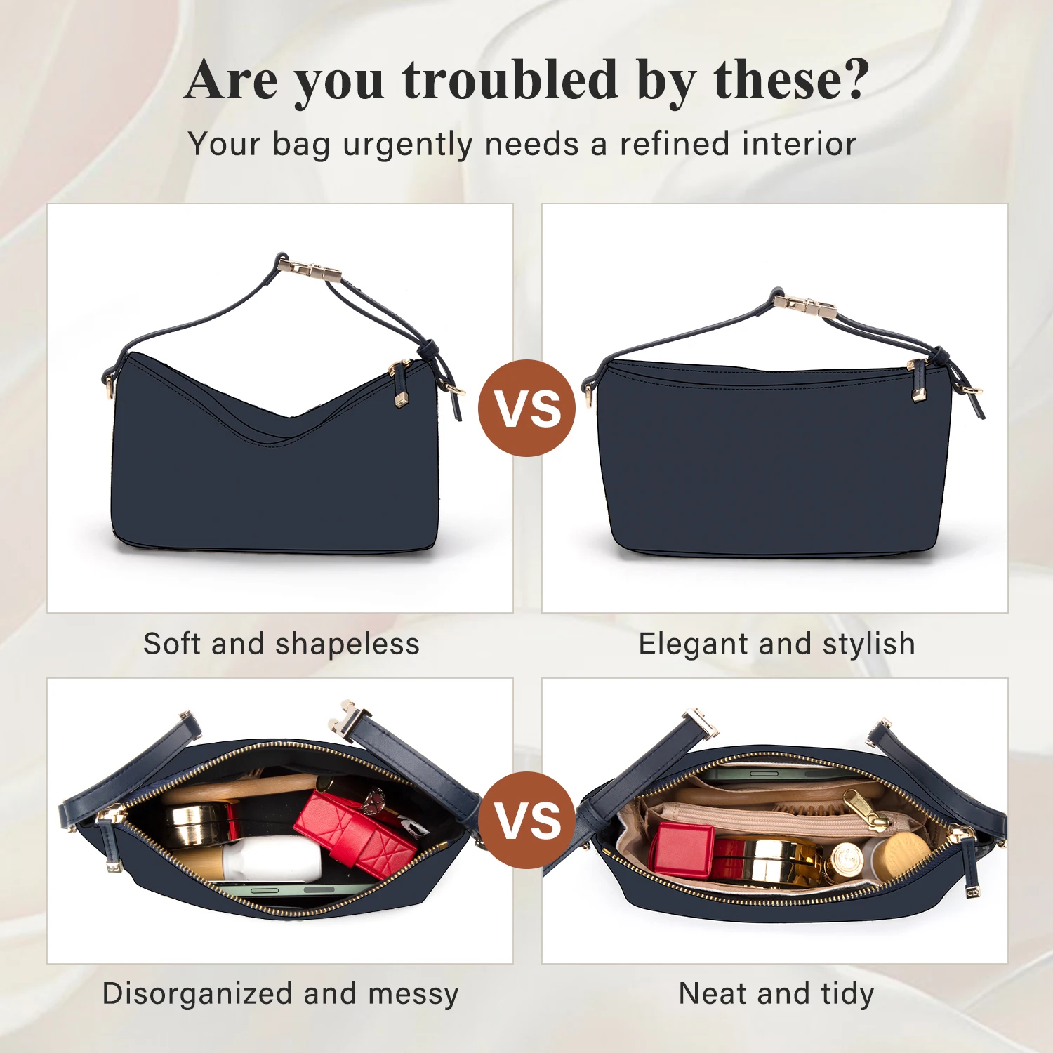 WUTA Insert Bag Organizer For Dior Travel Nomad Dupont Paper Handbag Inner Bag Portable Storage Makeup Bags Liner Support Shaper