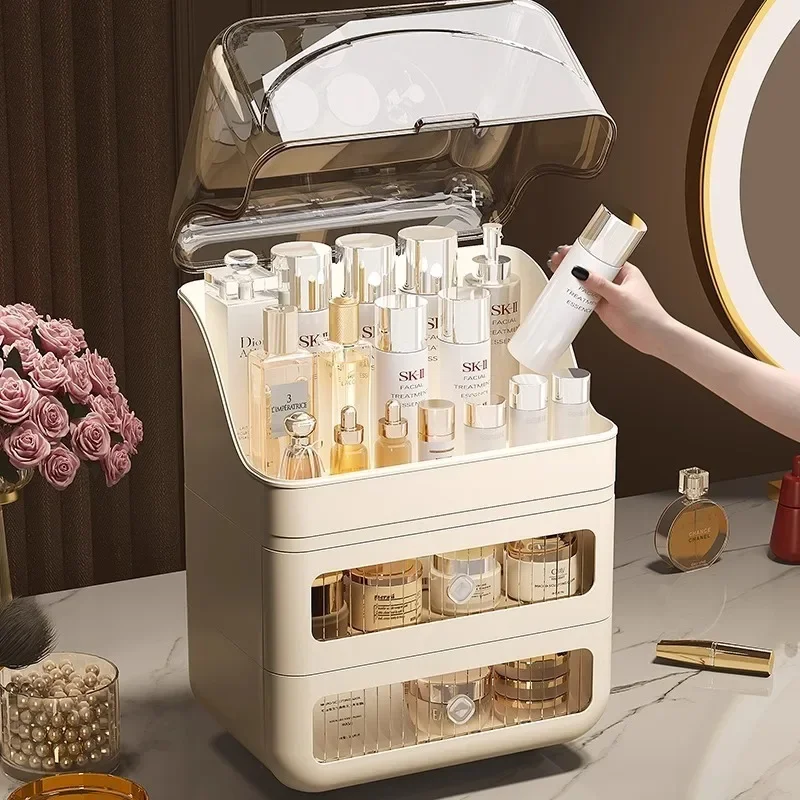 Multifunctional Cosmetic Storage BoxDressing Table Skincare Shelf with Drawers Desktop Makeup Organizer  Elegant Design