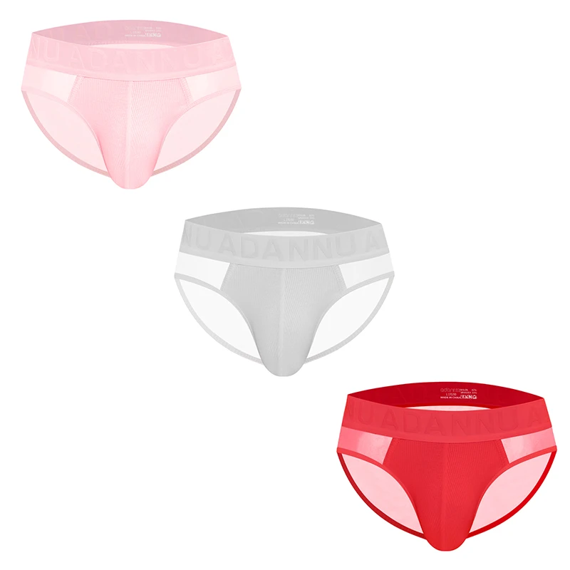 

CMENIN 3Pcs Men's Briefs Sexy Transparent Mesh Man Underwear Large Crotch Pouch Mens Bikini Briefs Ultra-thin Breathable Panties