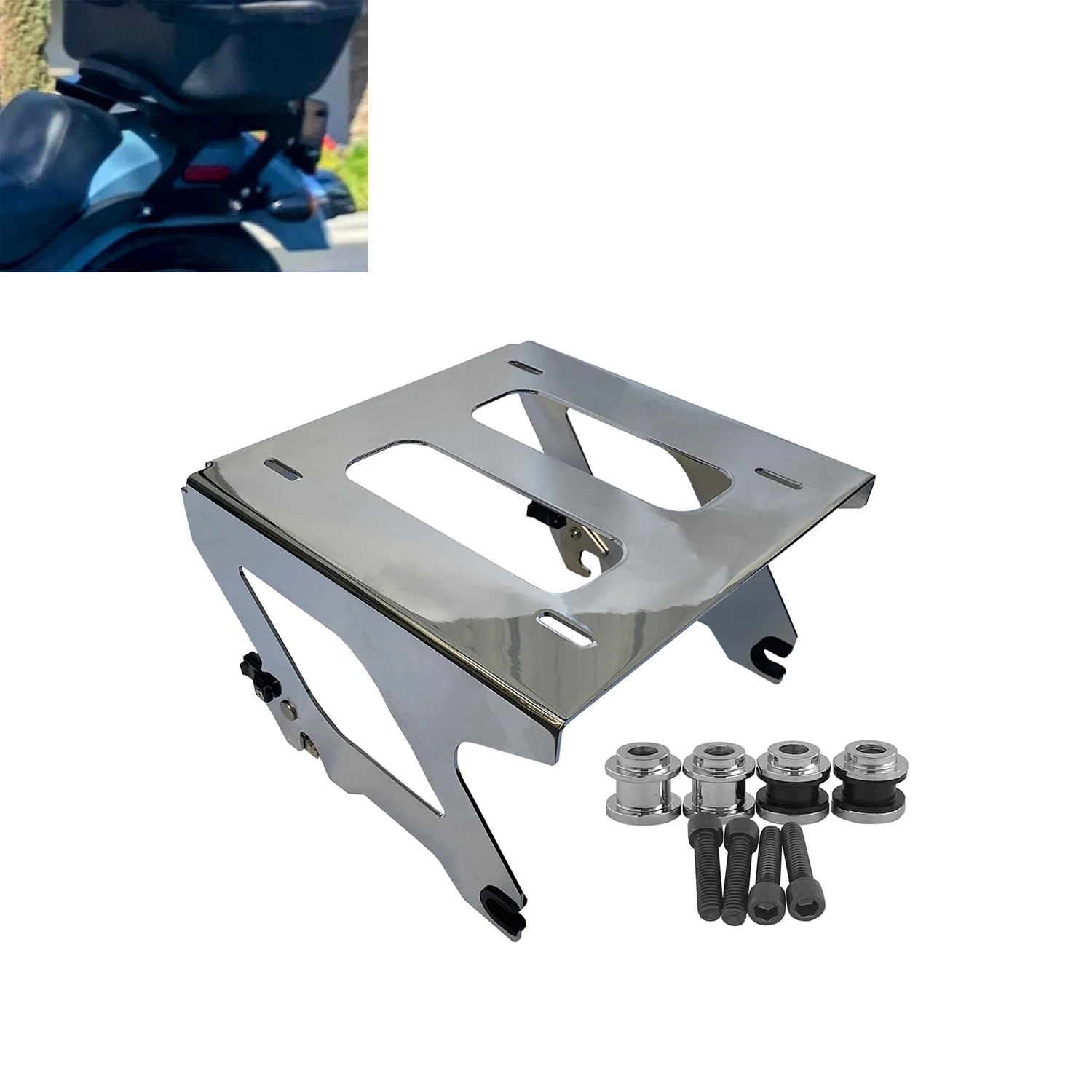

Chrome Detachable Solo Luggage Mount Rack Bracket Fit For Harley Low Rider ST FXLRST 2022-2025 Sport Glide 2018-2025
