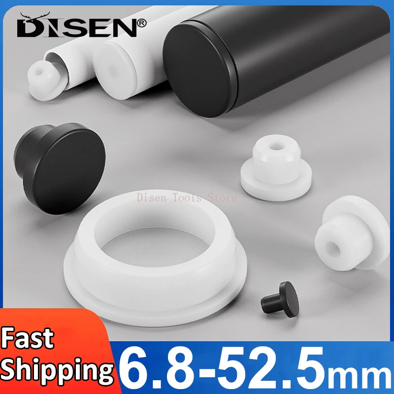 Black/White Silicone Rubber Seal Hole Plugs T Type Stopper Hollow Blanking End Cap Dustproof Plug 6.8-52.5mm Bore