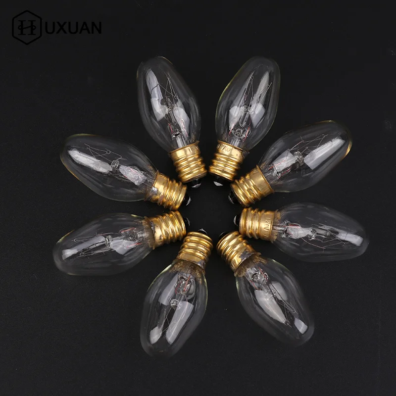 

10Pcs E12 120V 7W Transparent Warm Yellow Color Tungsten Lamp Light Bulb For Decoration Salt Rangehood Refrigerator Lamp