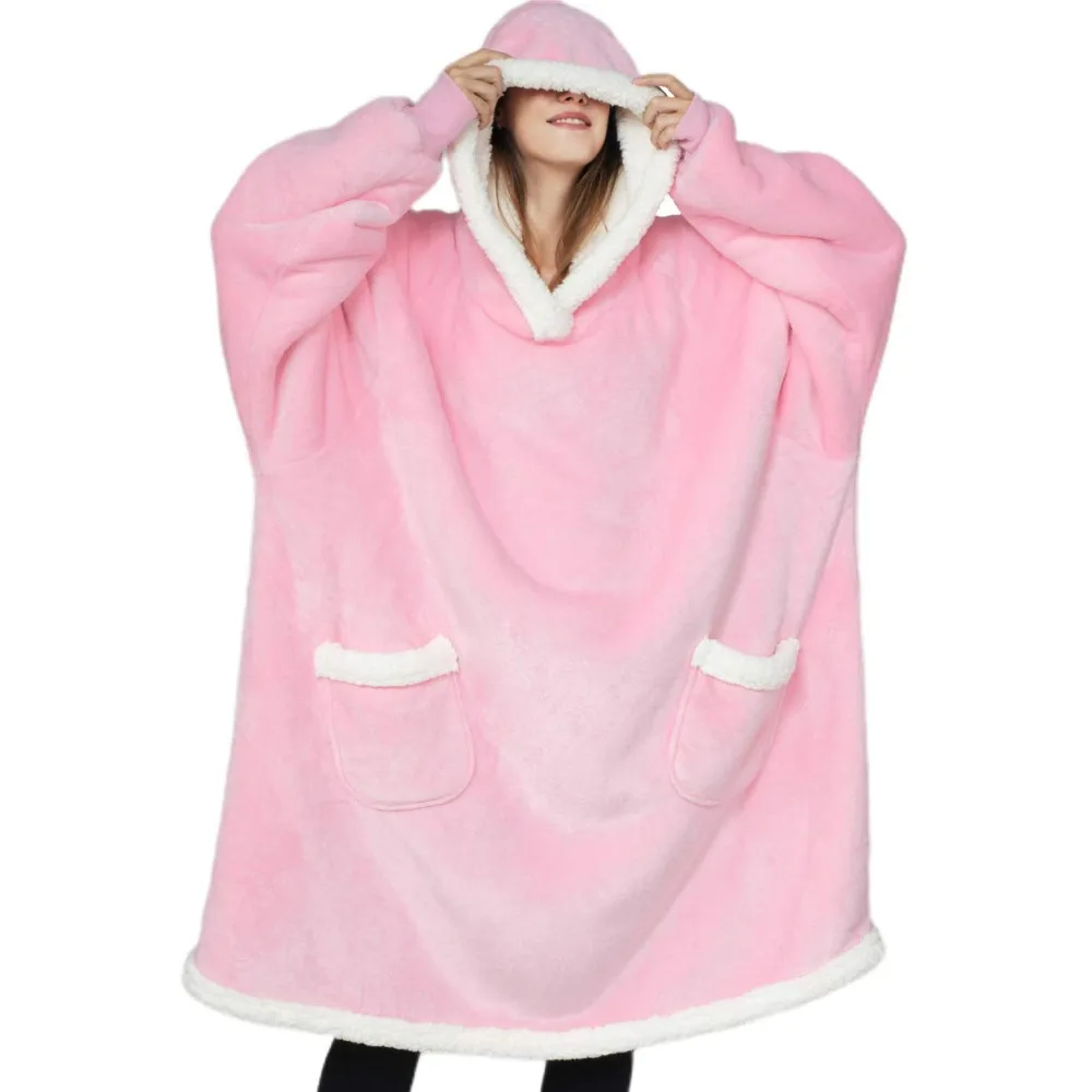 Blanket with Sleeves Women Oversized Winter Hoodie Fleece Warm Hoodies Sweatshirts Giant TV Blanket Women Hoody Robe Couple Men