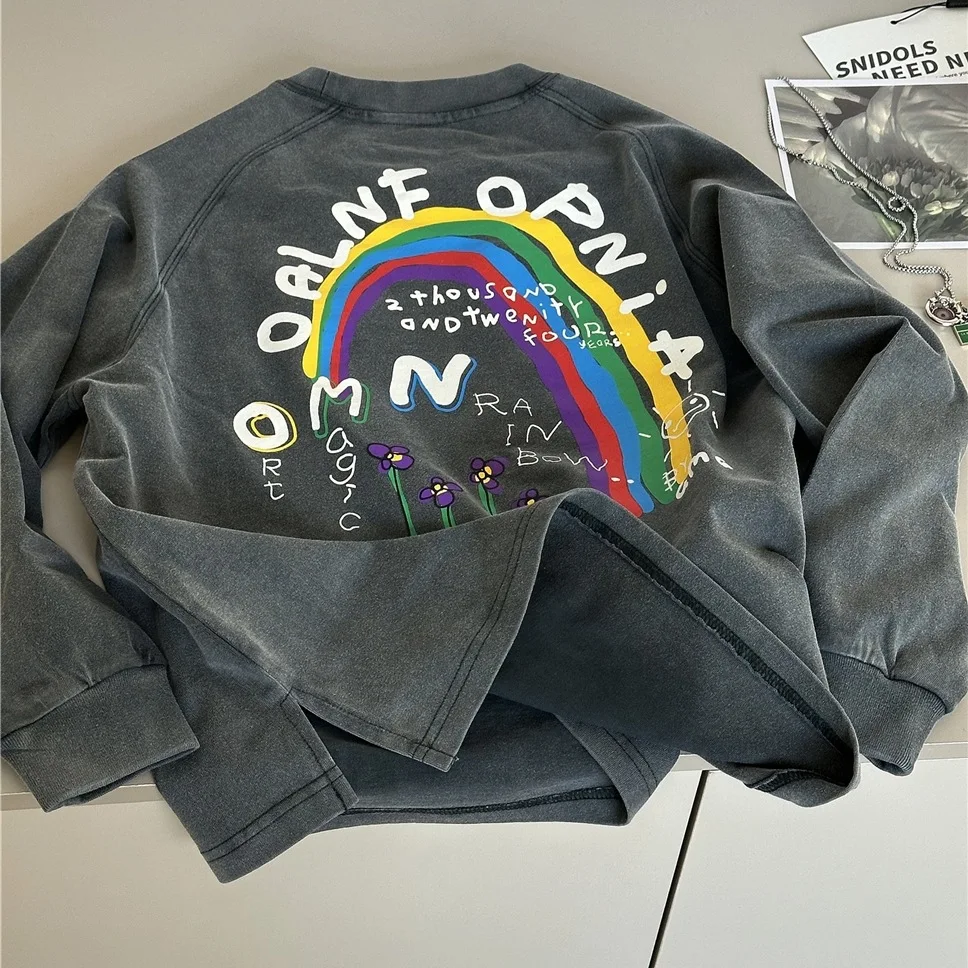 Graffiti Sweatshirt Long-sleeved T-shirt Girls Boys Children Spring New Summer Fashionable Comfortable Personality Sweet