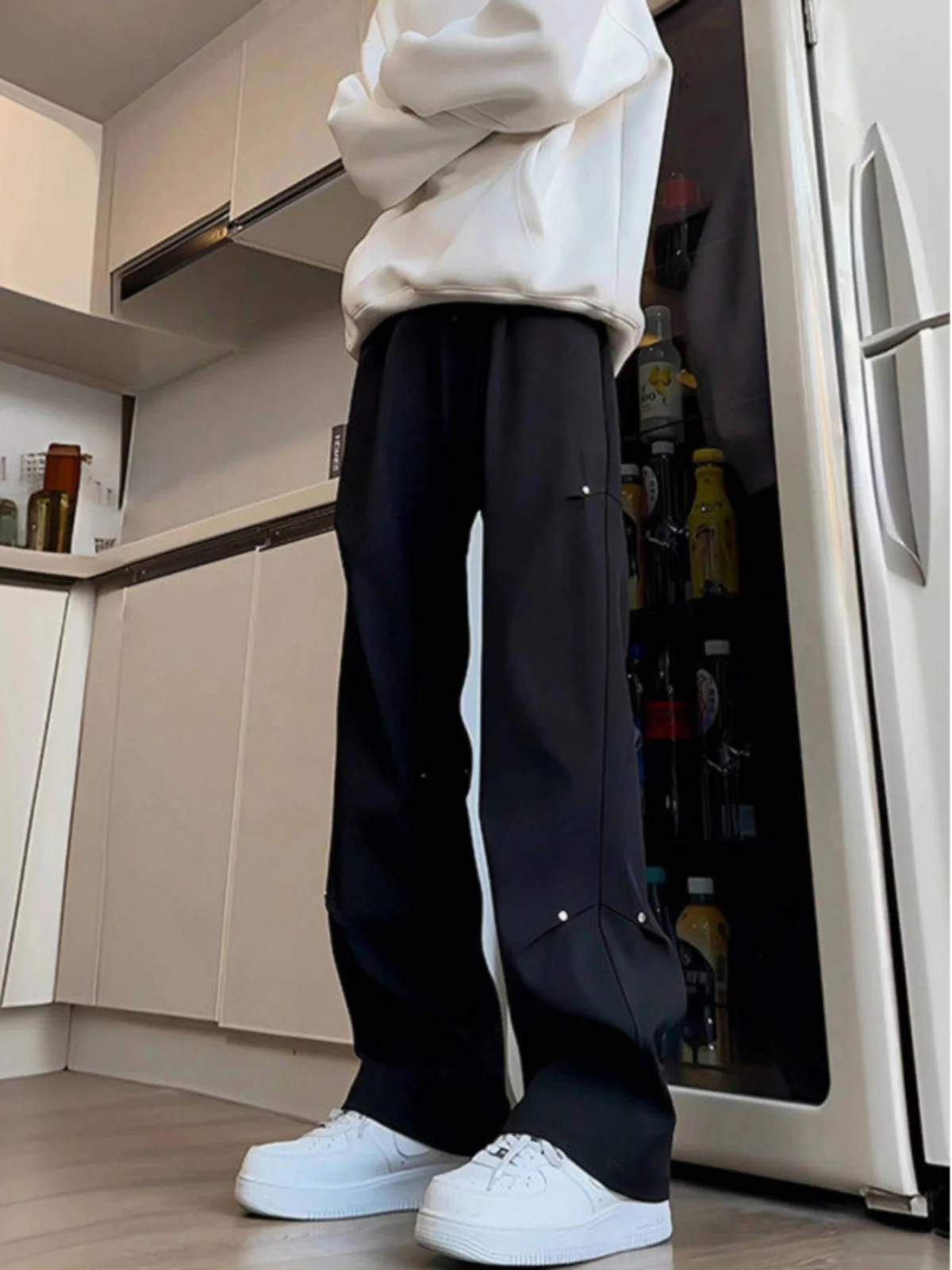 

Cleanfit Bla Rivet Tactical Pants Men's Spring Autumn Casual Pleated Paratrooper Workwear American Sle Micro Flared Jaet