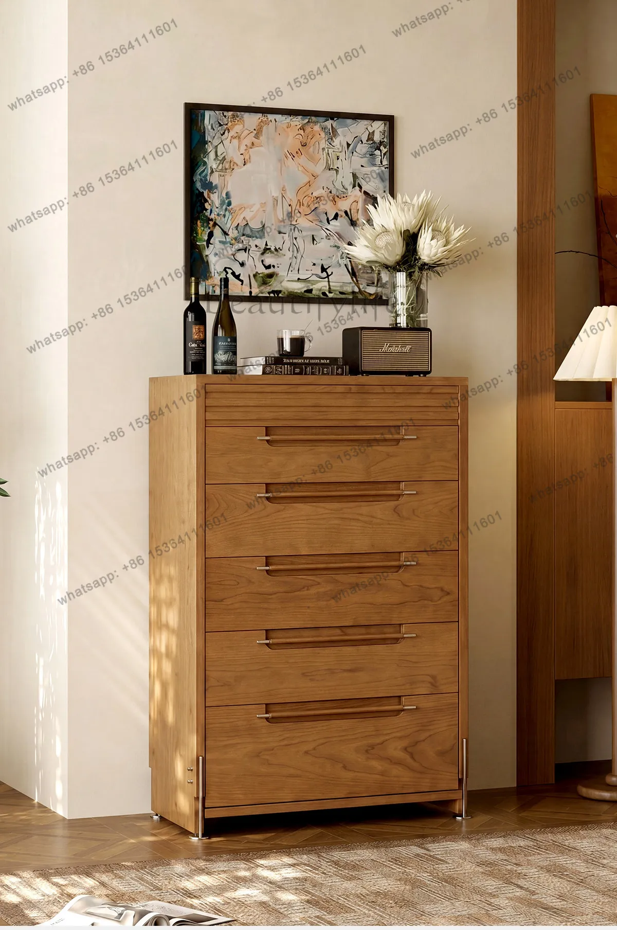 

XX. Bedroom floor living room drawer cabinet solid wood storage medium antique storage cabinet