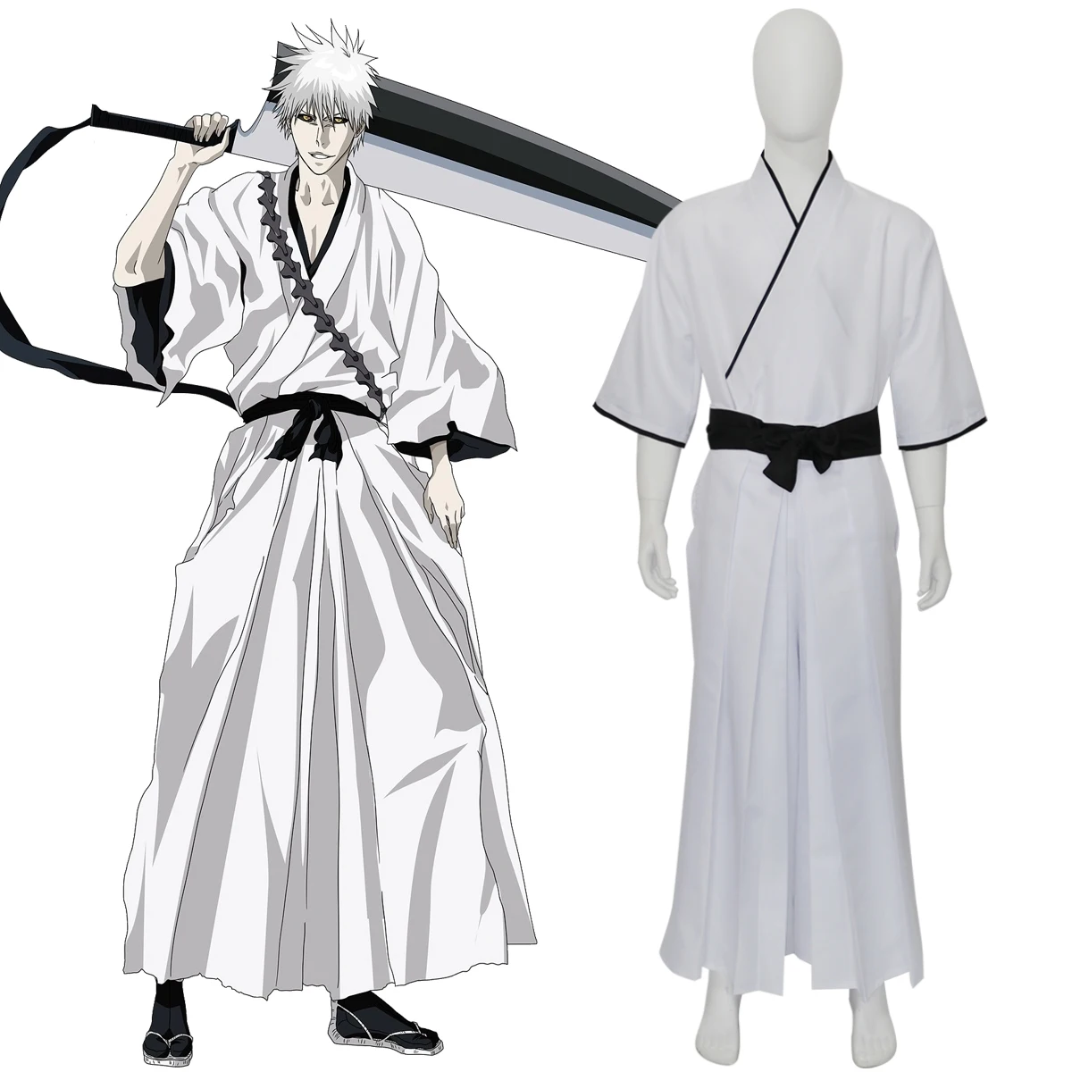 

Bleach Zangetsu Hollow Ichigo White Ichigo Cosplay Costume White Shinigami Shihakusho Kimono Outfit 2025