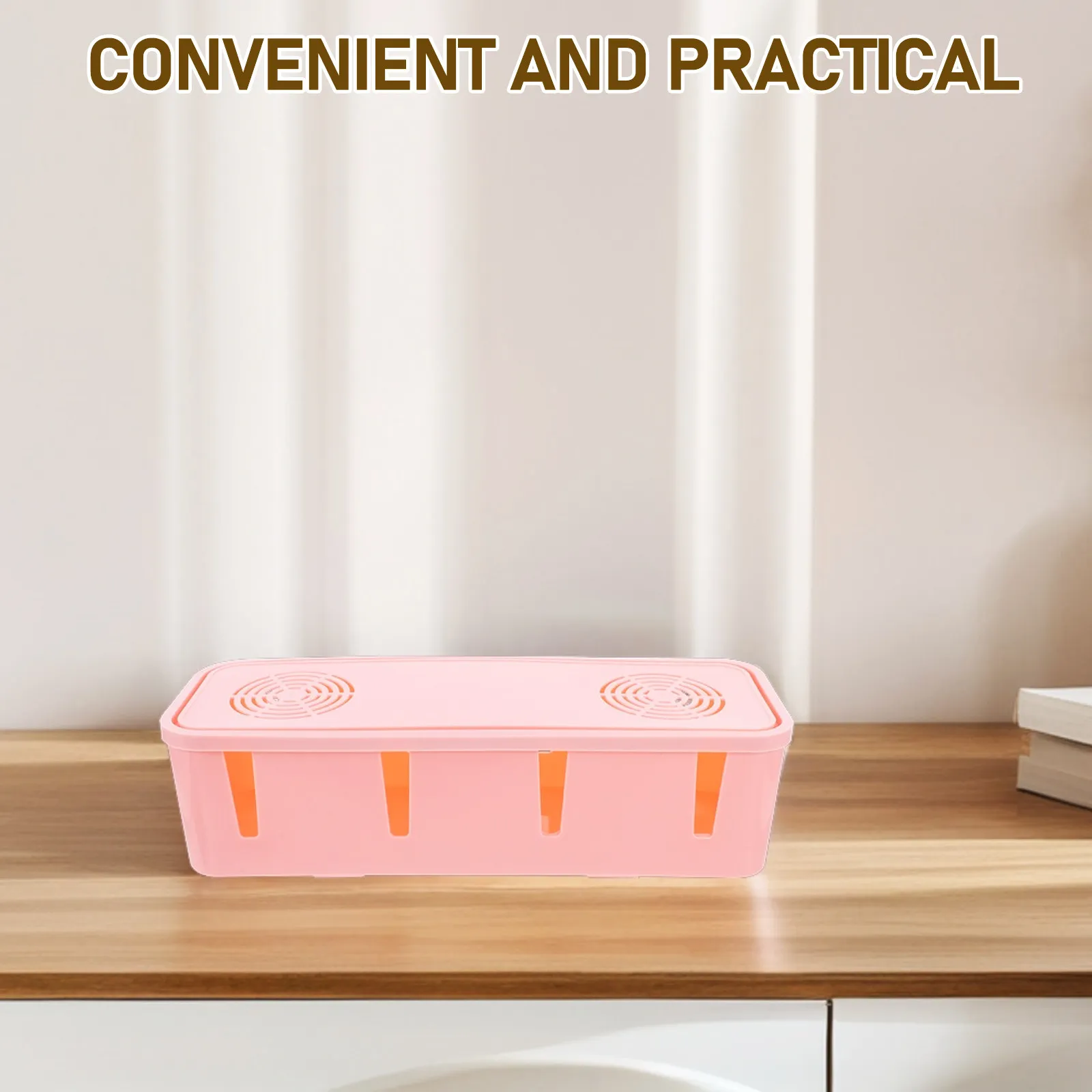 Plug Socket Cable Storage Box Pink Anti-Dust Safety Organizer for Home Office Desk Power Strip Wire Management