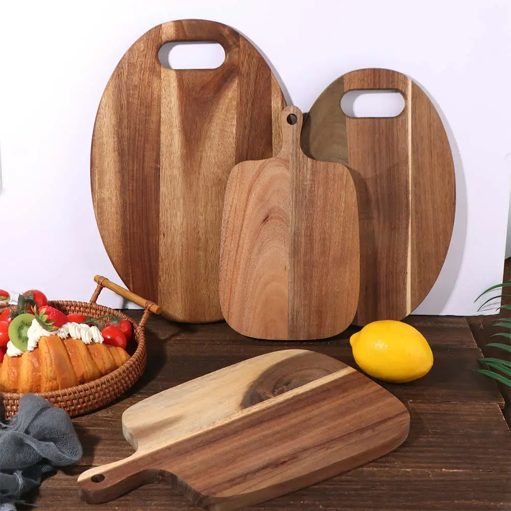 

Fruit Tray Hangable Wooden Chopping Blocks Exquisite Natural Pizza Tray Convenient Solid Wood Cheese Board Home