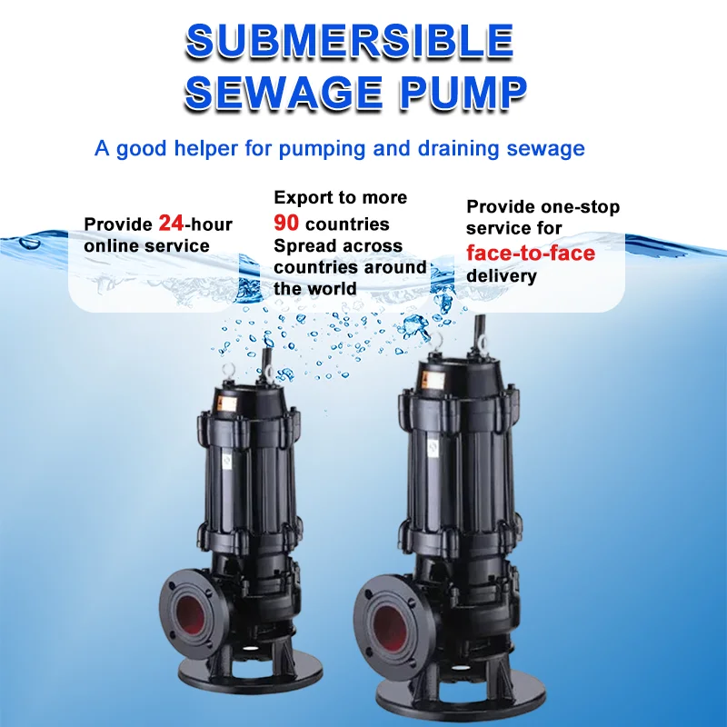 Portable Submersible Sewage Dewatering Pump 1.5kW 2.2kW 3kW Sewage Pump for Home and Garden