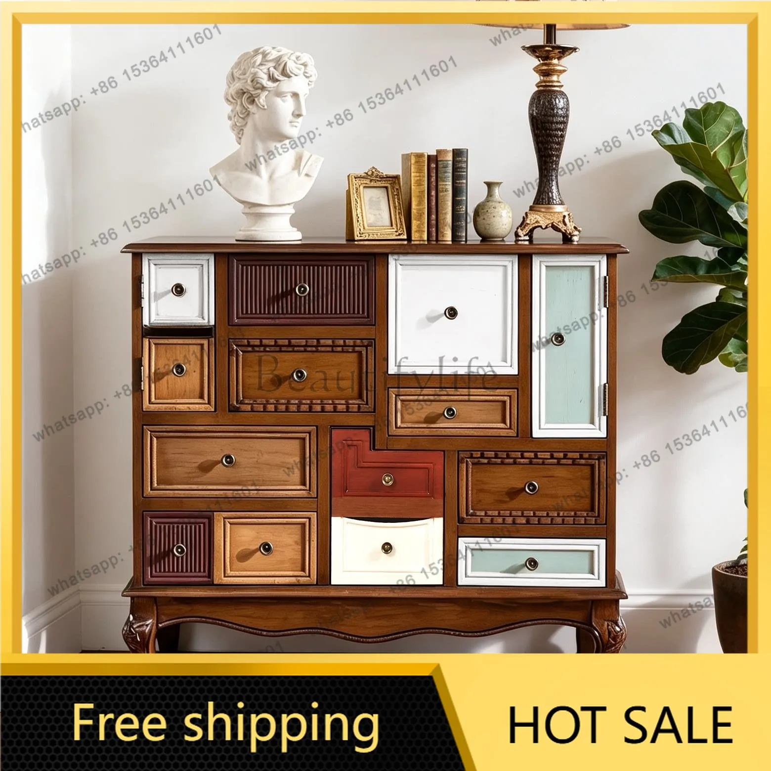 Factory Direct American Country Style Neoclassical Multi-chest Partition Multiple Storage Cabinet