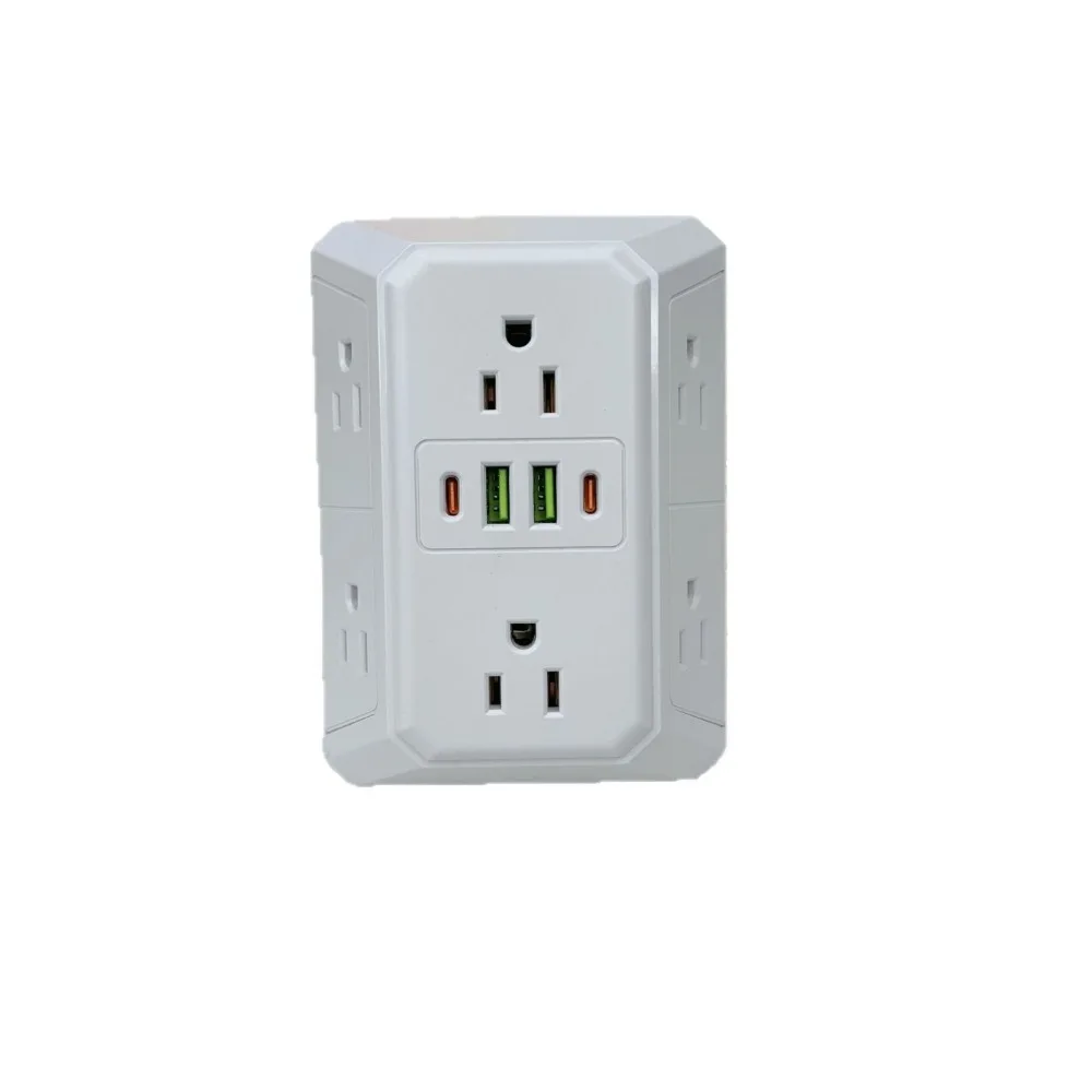 Cross-border bestseller US standard expansion socket, 1-to-6 multi-functional wall socket with USB, American standard adapter