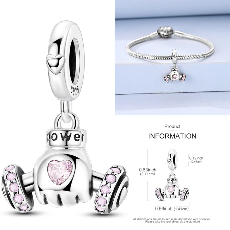 925 Sterling Silber Sport-Charm-Perlen Tennis-Schläger Boxhandschuhe Hantel Fitness DIY Armband Halskette Geschenk für Sportler – Detail 29