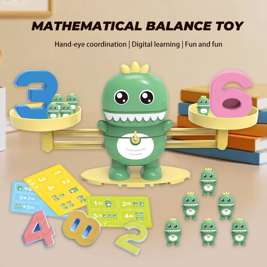 الأطفال التوازن الرقمي ألعاب التكنولوجيا التعليمية الكرتون ديناصور فرس النهر الكلب إضافة وطرح أداة تدريس الرياضيات