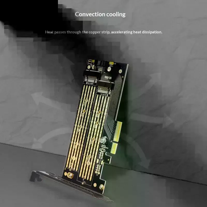Dual M.2 PCIe 4.0 Adapter For NVMe/NGFF SSD NVMe (M Key) And SATA (B Key) SSD To PCIe X4 X8 X16 Slot For Desktop PC SK6