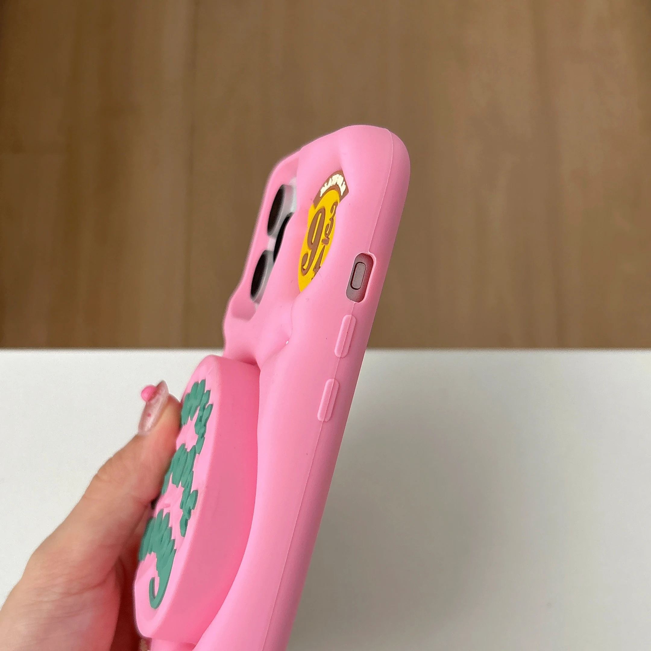 3D 핑크 폰 케이스, 투명 텔레스코픽 홀더 소프트 실리콘 스탠드 백 커버, 아이폰 12 13 14 15 16 Pro Max용, 충격 방지