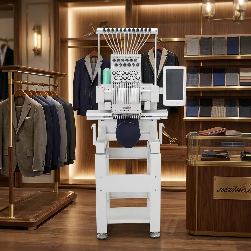 Revhon Multi Needle Single Head Automatic New Computerized Embroidery Machine with Motor & Engine for Hat and T-Shirt Small Size