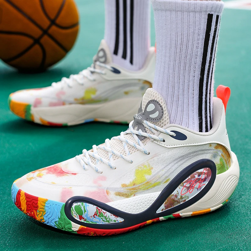 Men's Basketball Shoes Breathable Cushioning Non-Slip Wearable Runing Shoes Gym Training Athletic Basketball Sneakers for Women