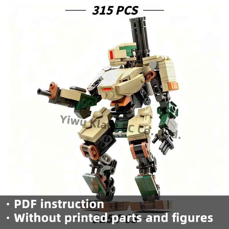 Action Figure Bricks Display Model for Adults 315pcs MOC Sci-Fi Game Siege Sentinel Robot Building Blocks Tactical Armor Mecha