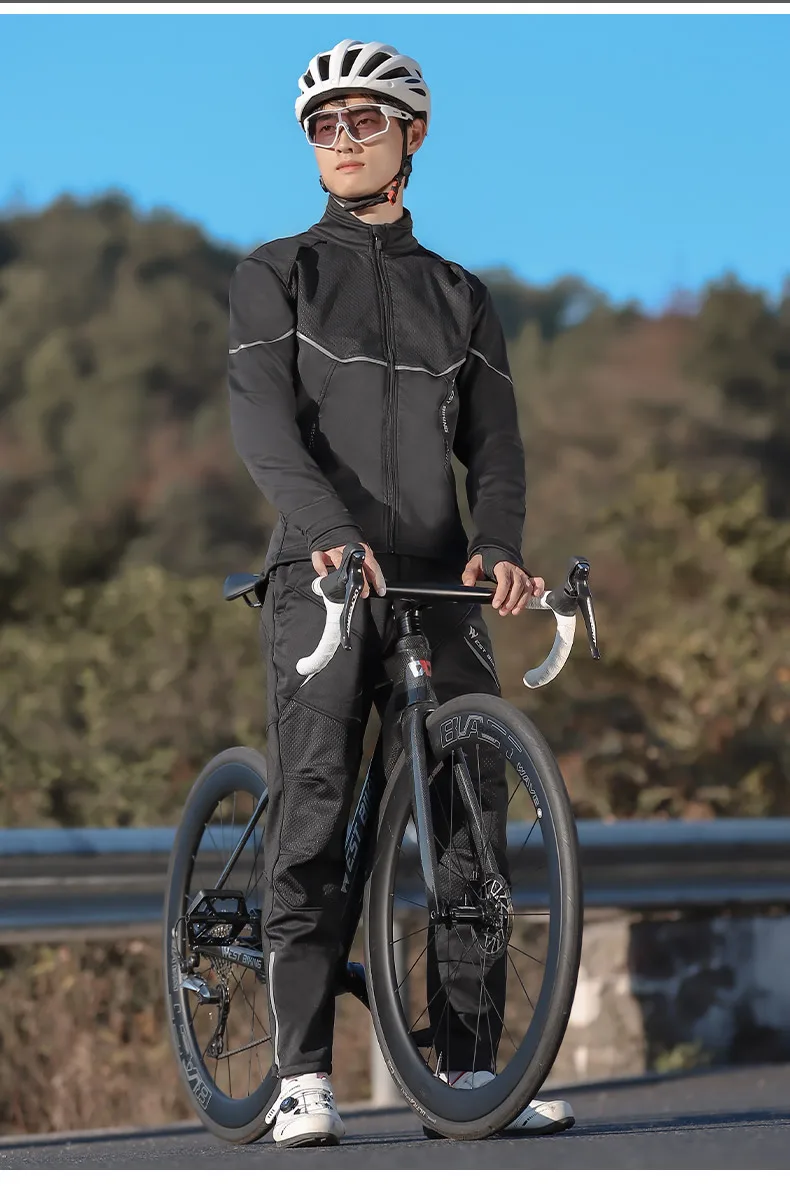 WEST BIKING Winter-Fahrradjacke, warme, winddichte MTB-Fahrradjacke für Herren, Fahrradbekleidung, reflektierendes Set – Detail 20