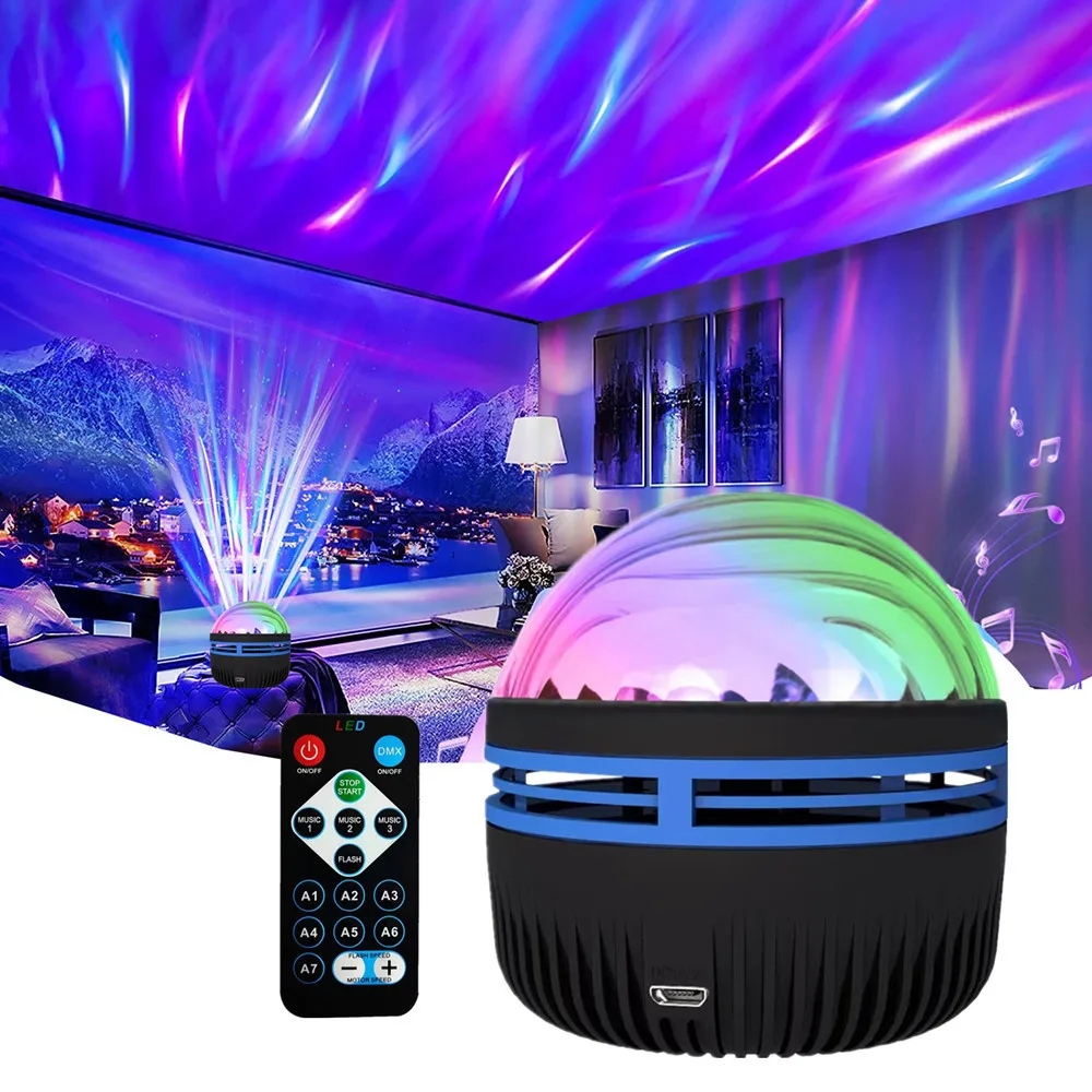 Lampe de Projection de aurores boréales LED, télécommande, effet aurore boréale, alimentée par USB, lumière à couleur changeante, pour la décoration de la chambre à coucher, 1 pièce