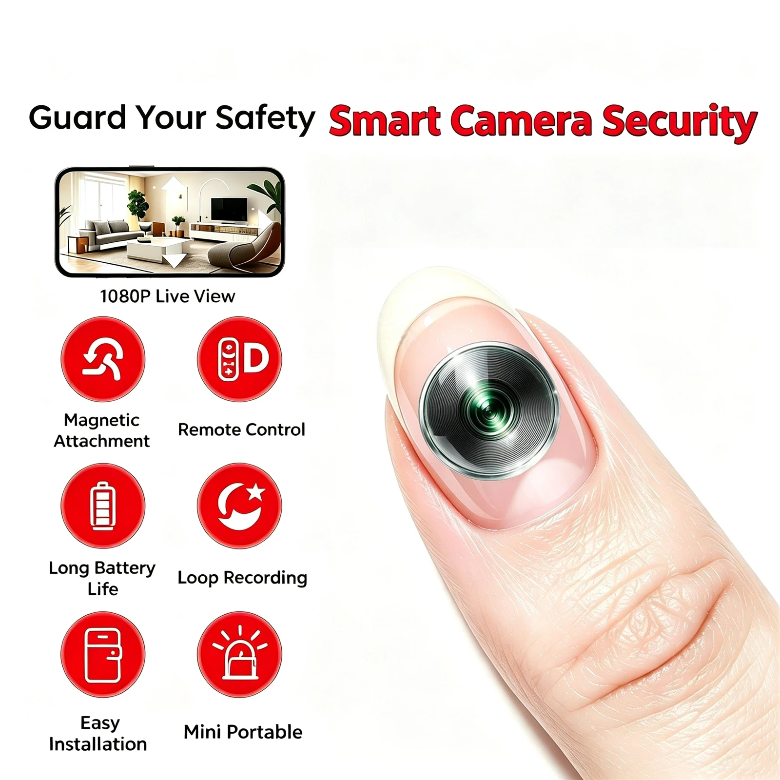B10 Mini WiFi  Camera,4K HD Small Nanny Cam with Infrared Night Vision, Smart Motion Detection Alert Push, Two‑Way Audio Intercom, Remote Phone Live View & Video Playback, TF Card & Cloud Storage, Multi‑User Sharing, Wireless Tiny Portable Surveillance Ca