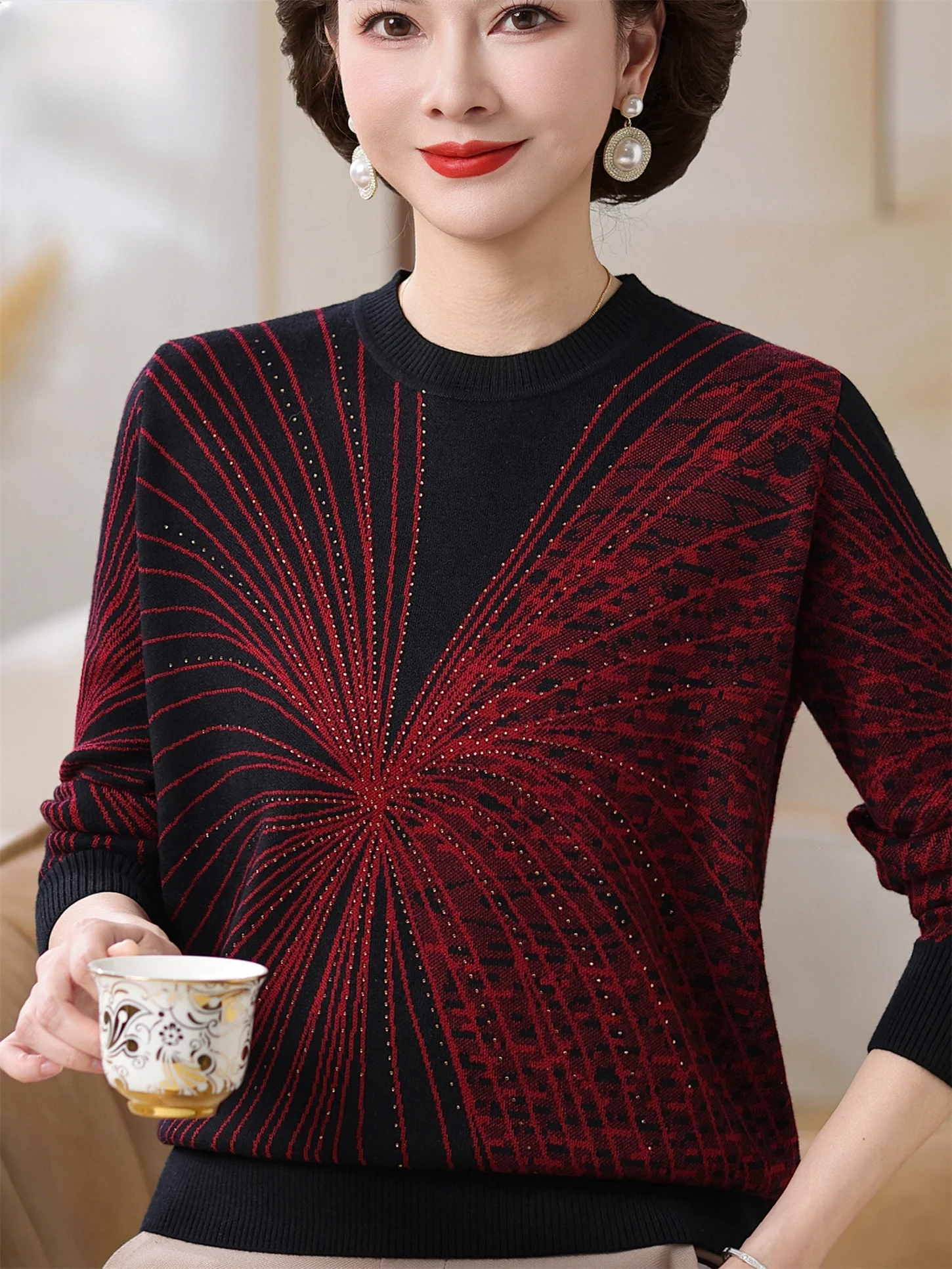 

Thiened шерстяная трикотажная основа irt round Ne свободного кроя Mommy Sle осень-зима весна модный женский топ