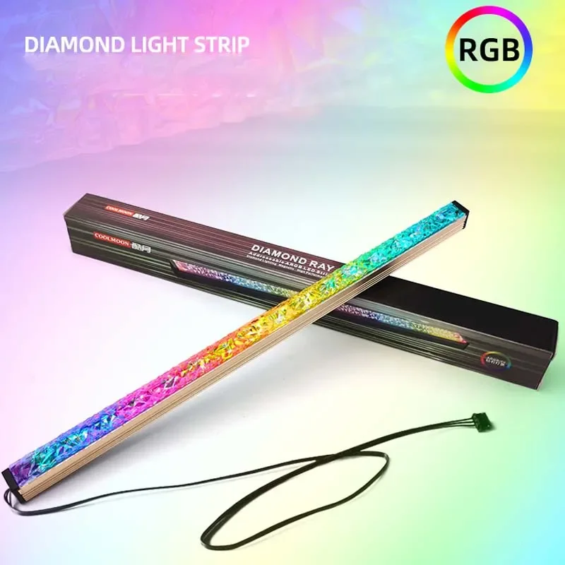 

COOLMOON Diamond RGB Светодиодная лента Symphony Корпус для ПК Декоративная световая лента Атмосфера Световая панель 5 В 3-контактный/маленький 4-контактный AURA SYNC 28 мм