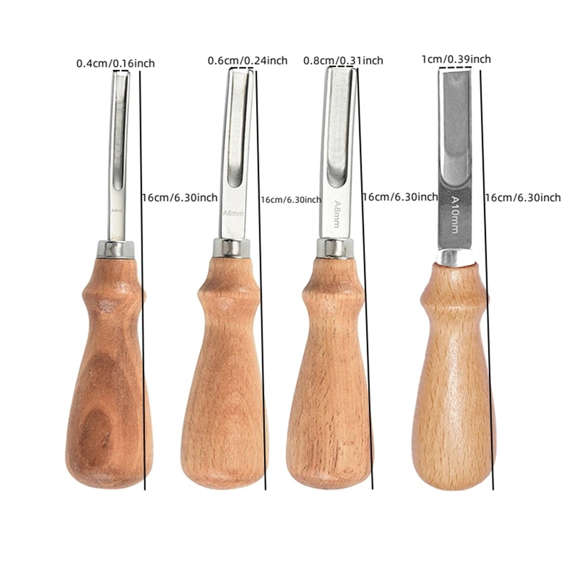 Practical Leather Craft Edge Beveler Skiving Beveling Knife DIY Cutting Hand Craft Tools With Wood Handle A4mm A6mm A8mm view 6
