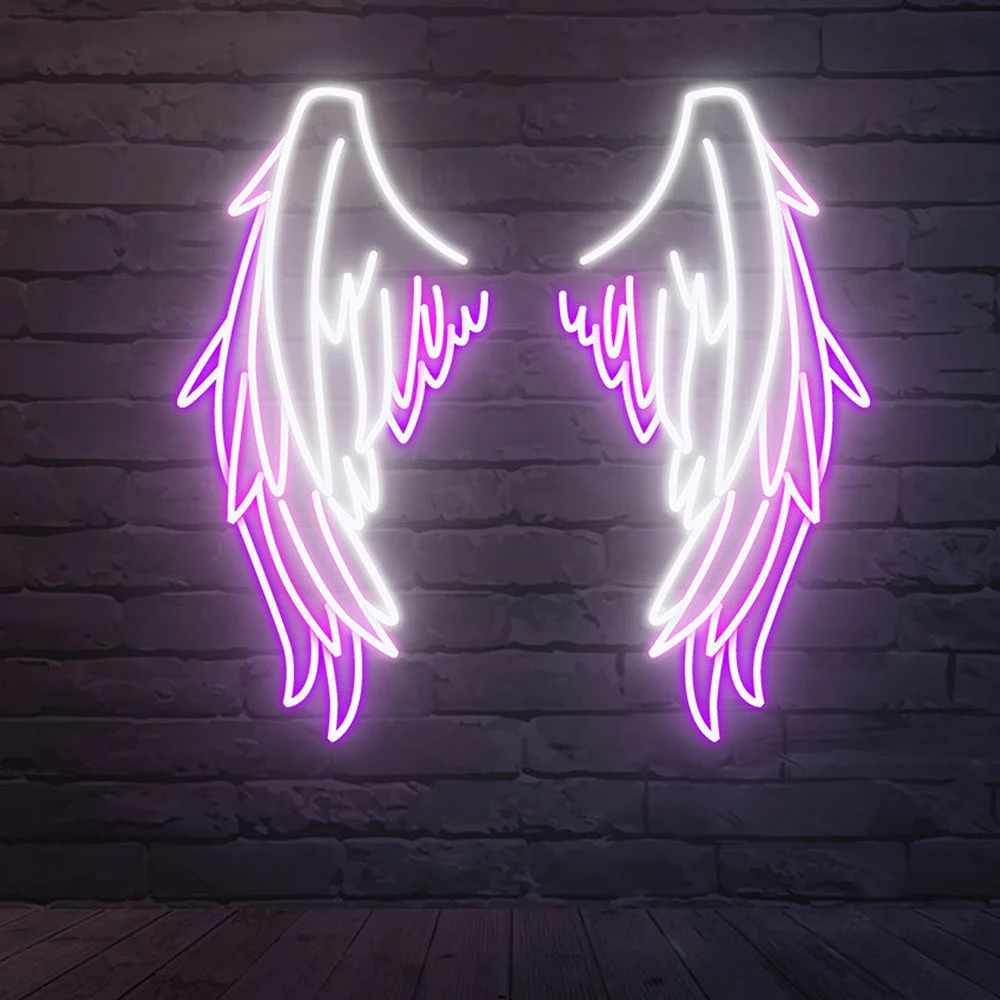 Custom Angel Wing Neon Signs LED Two Wings Neon Sign Beauty Salon Decoration for Photo Zone Party Bar Wall Decor Night Lights