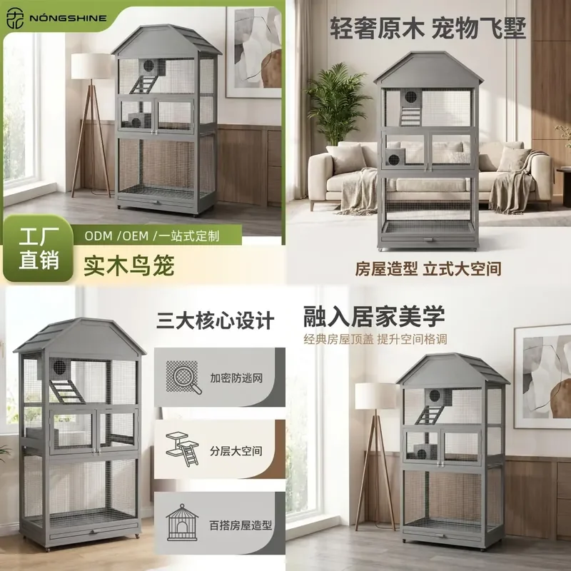 For Large Parrot Tiger Thrush Bird Cage Outdoor Indoor Luxury Villa Style Spacious Breeding House Durable Metal Aviary