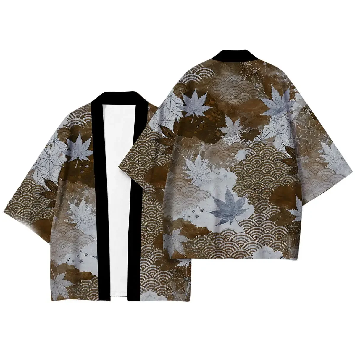 Men Japanese Shirt Short Sleeve Floral Geometric Wave Casual Comfortable 3D Printed Novelty Trendy Fashion New Stylish Pattern