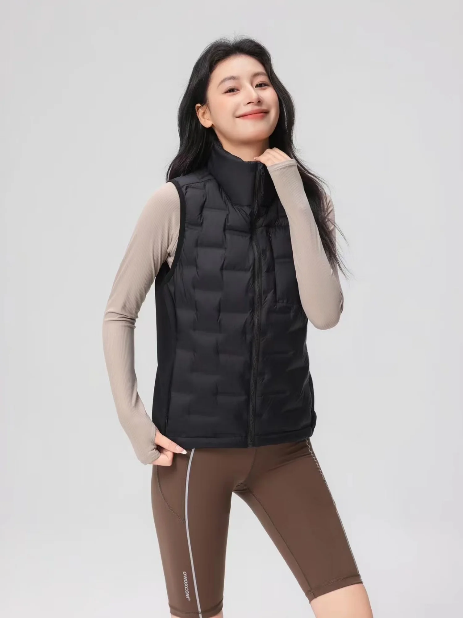 

Осень-зима, легкий теплый пуховый жилет с воротником-стойкой, женский стеганый жилет на молнии, женский тонкий жилет без рукавов на белом утином пуху