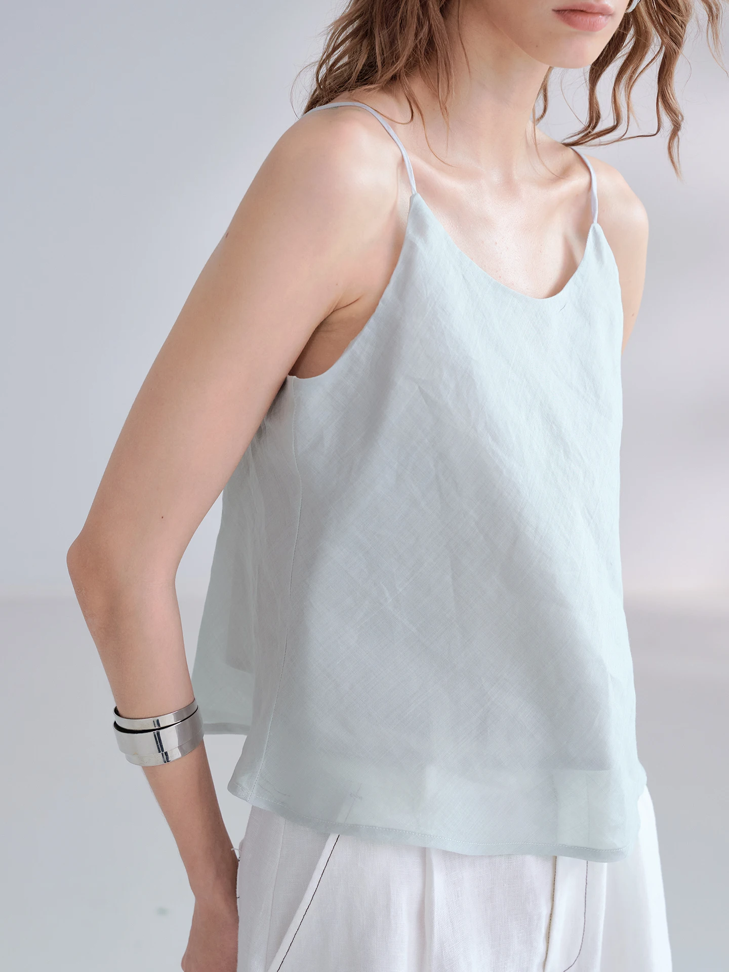 Women's Linen Crop Top Breathable Comfortable round Neck Short Length Loose Fit Outerwear Summer Season Fashion Ladies' Vest
