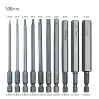 10Pcs 1/4 Inch Hex Head Allen Wrench Screwdriver Drill Bit Set Magnetic Tip 50/100mm S2 Steel Metric Hex Key Screwdriver