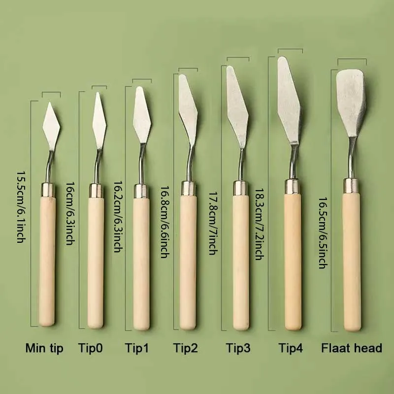 스테인레스 스틸 유화 나이프, 아티스트 공예, 뒤집개 팔레트, 믹싱 나이프, 스크레이퍼 아트 도구, 7 개