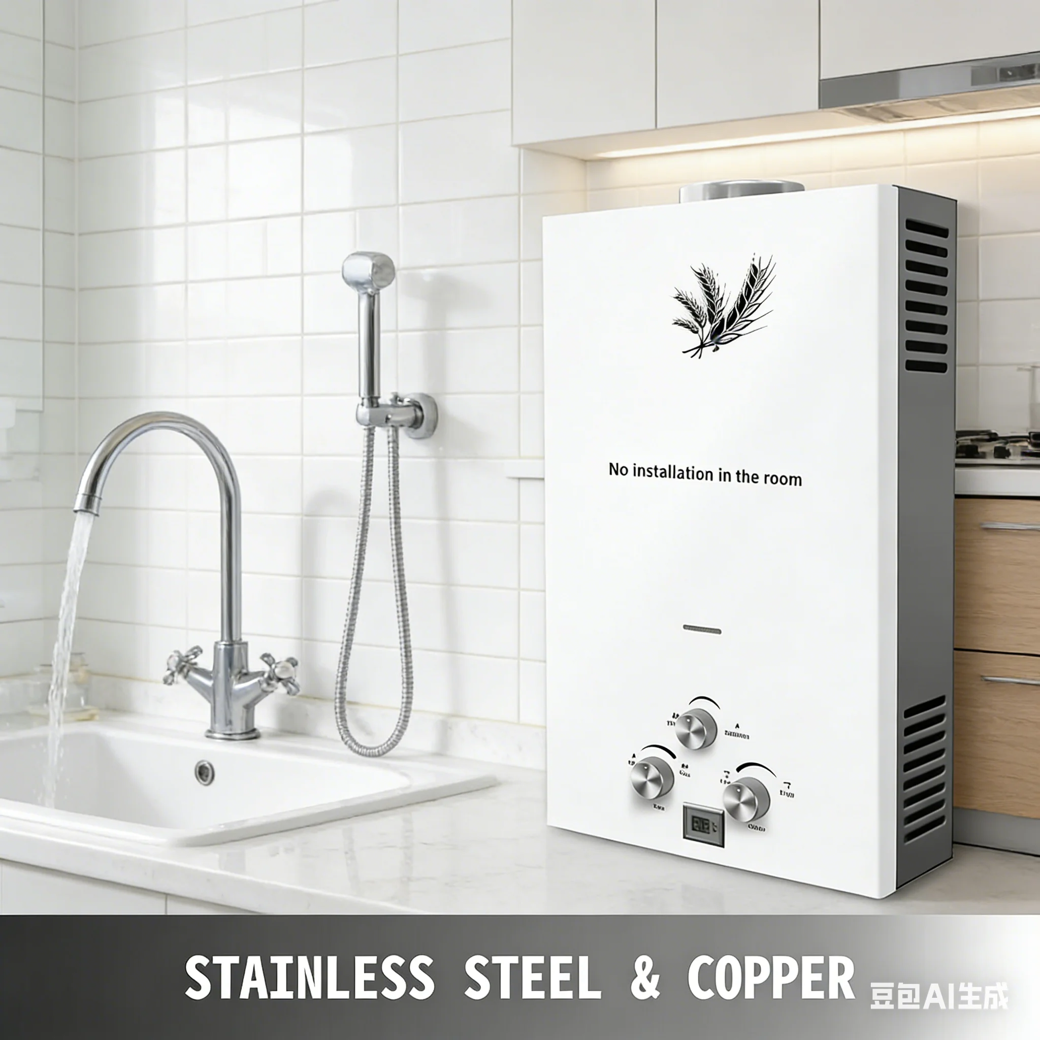 SIHAO 6L8L 10L 12L 16L 18L Gas Water Heater for Home Bathroom Instant Battery Powered Strong Ventilation Liquid Propane Balanced
